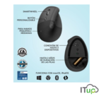 MOUSE LOGITECH VERTICAL GRIS ZURDO LIFT NEGRO - Imagen 5